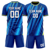 Custom Royal White GeometricalPattern Soccer Set