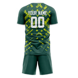 Custom Green White GeometricalPattern Soccer Set