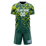 Custom Green White GeometricalPattern Soccer Set