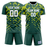 Custom Green White GeometricalPattern Soccer Set