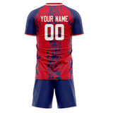Custom Red Navy GeometricalPattern Soccer Set