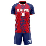 Custom Red Navy GeometricalPattern Soccer Set