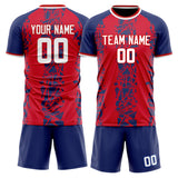 Custom Red Navy GeometricalPattern Soccer Set