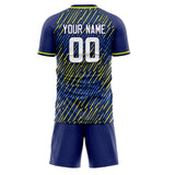Custom Navy Yellow GeometricalPattern Soccer Set