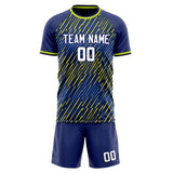 Custom Navy Yellow GeometricalPattern Soccer Set