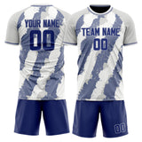Custom White Greyish Blue GeometricalPattern Soccer Set