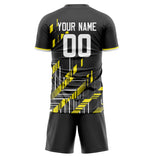 Custom Black Gold GeometricalPattern Soccer Set