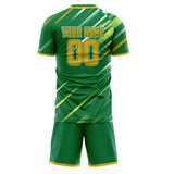 Custom Kelly Green Gold GeometricalPattern Soccer Set
