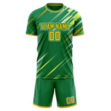 Custom Kelly Green Gold GeometricalPattern Soccer Set