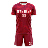 Custom Red White GeometricalPattern Soccer Set