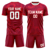Custom Red White GeometricalPattern Soccer Set