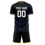 Custom Black Blue GeometricalPattern Soccer Set