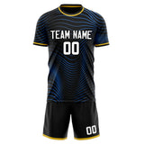 Custom Black Blue GeometricalPattern Soccer Set