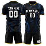 Custom Black Blue GeometricalPattern Soccer Set
