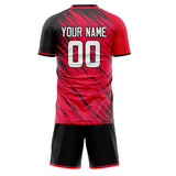Custom Red Black GeometricalPattern Soccer Set