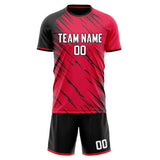 Custom Red Black GeometricalPattern Soccer Set