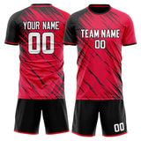 Custom Red Black GeometricalPattern Soccer Set