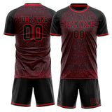 Custom Black Red GeometricalPattern Soccer Set