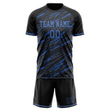 Custom Black Blue GeometricalPattern Soccer Set