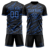 Custom Black Blue GeometricalPattern Soccer Set