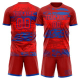 Custom Red Royal GeometricalPattern Soccer Set