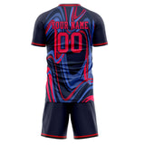 Custom Black Red GeometricalPattern Soccer Set