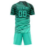 Custom Teal Black GeometricalPattern Soccer Set