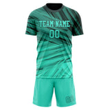 Custom Teal Black GeometricalPattern Soccer Set
