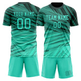 Custom Teal Black GeometricalPattern Soccer Set