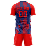 Custom Red Navy GeometricalPattern Soccer Set