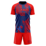 Custom Red Navy GeometricalPattern Soccer Set