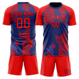 Custom Red Navy GeometricalPattern Soccer Set