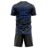 Custom Black Blue GeometricalPattern Soccer Set