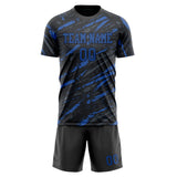 Custom Black Blue GeometricalPattern Soccer Set