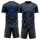 Custom Black Blue GeometricalPattern Soccer Set