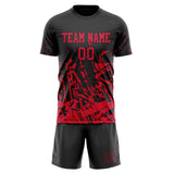 Custom Red Black GeometricalPattern Soccer Set