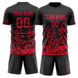 Custom Red Black GeometricalPattern Soccer Set