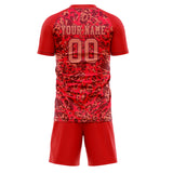 Custom Red Crimson GeometricalPattern Soccer Set