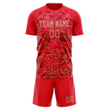 Custom Red Crimson GeometricalPattern Soccer Set
