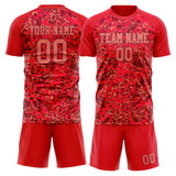 Custom Red Crimson GeometricalPattern Soccer Set