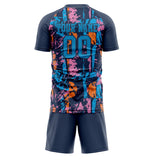 Custom Navy Blue GeometricalPattern Soccer Set