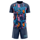Custom Navy Blue GeometricalPattern Soccer Set