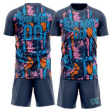Custom Navy Blue GeometricalPattern Soccer Set