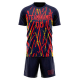 Custom Red Navy GeometricalPattern Soccer Set