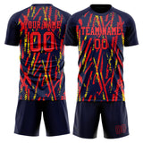 Custom Red Navy GeometricalPattern Soccer Set