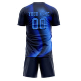 Custom Black Blue GeometricalPattern Soccer Set