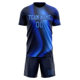 Custom Black Blue GeometricalPattern Soccer Set