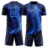 Custom Black Blue GeometricalPattern Soccer Set