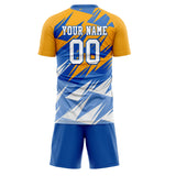 Custom Gold Blue GeometricalPattern Soccer Set
