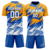 Custom Gold Blue GeometricalPattern Soccer Set